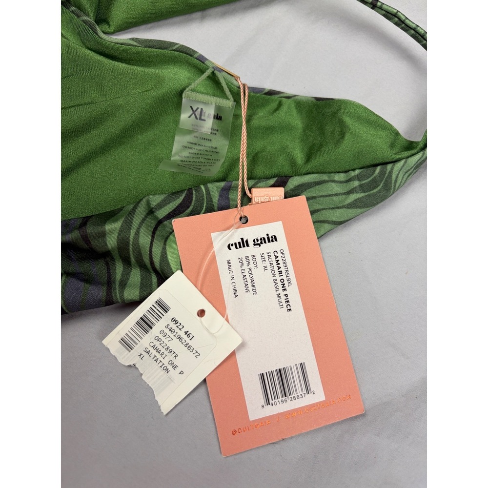 Cult Gaia Camari One Piece Swimsuit Saltation Basil Multi Green Cutout XL NEW - Picture 5 of 7